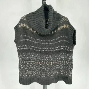 Free People Womens Sweater Snow‎ Bunny Fair Isle Short Sleeve Cowl Neck Size Sm